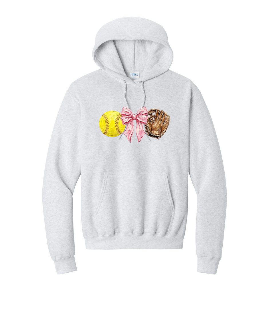 SOFTBALL, BOW, GLOVE - Port & Co™ Core Fleece Pullover HOODED Sweatshirt