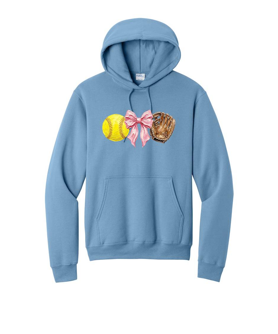 SOFTBALL, BOW, GLOVE - Port & Co™ Core Fleece Pullover HOODED Sweatshirt