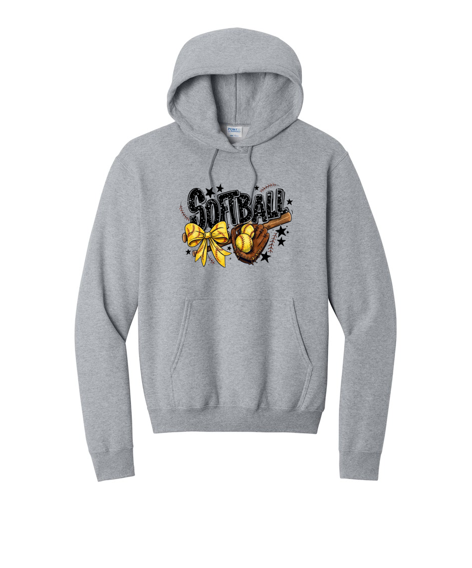 SOFTBALL RETRO- Port & Co™ Core Fleece Pullover HOODED Sweatshirt