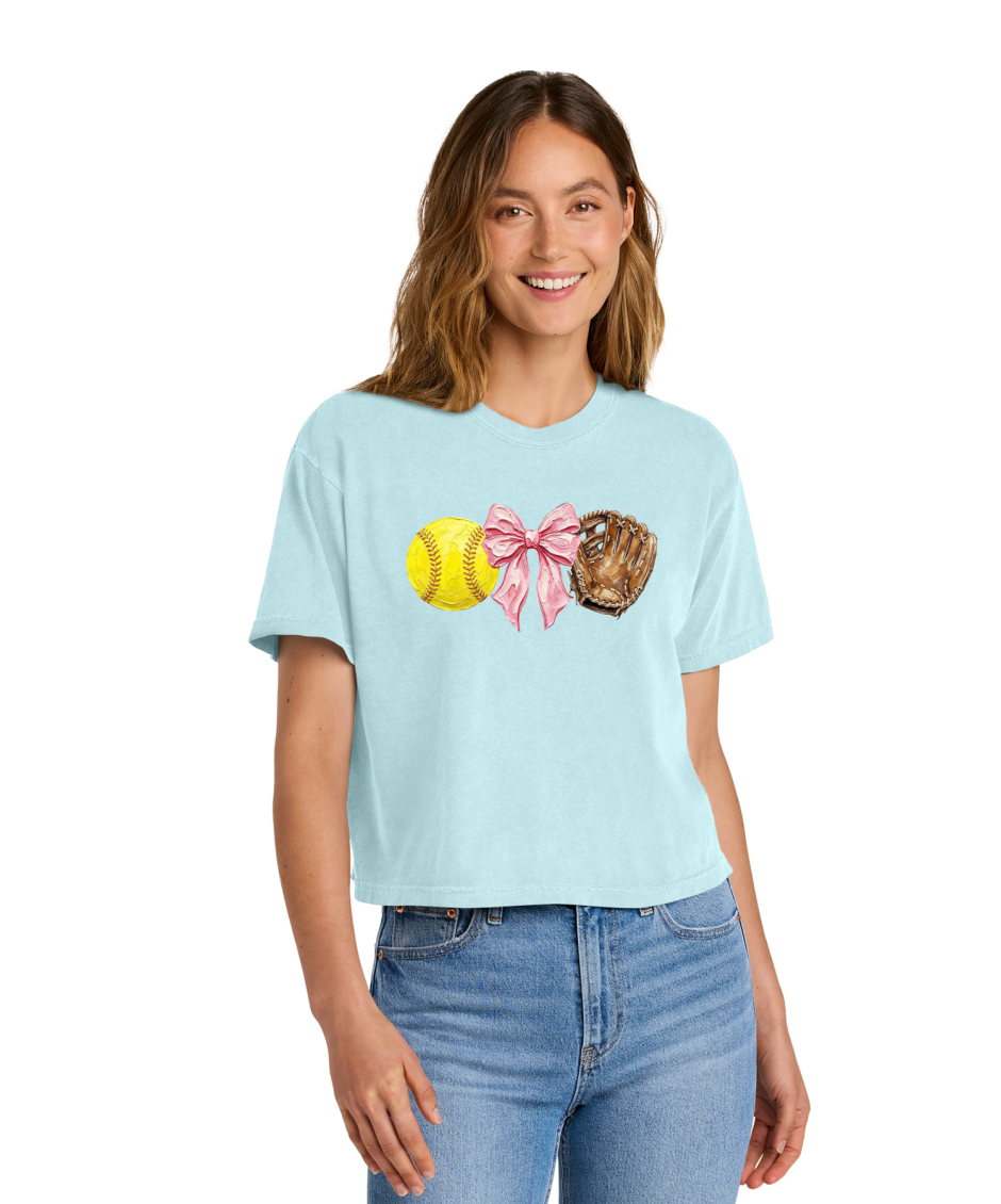 SOFTBALL BOW AND GLOVE - Comfort Colors® Women’s Heavyweight Boxy Tee