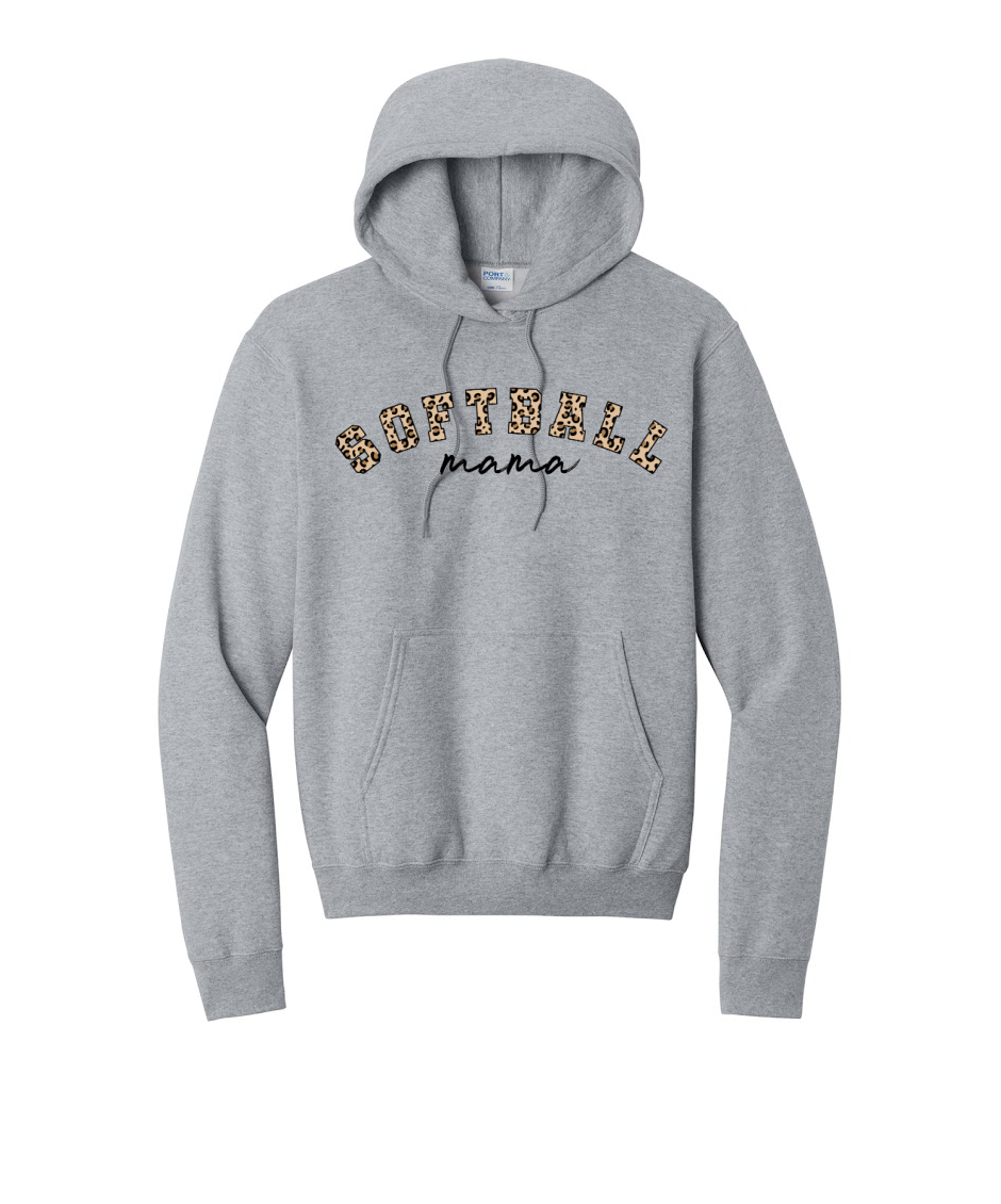 SOFTBALL LEOPARD - Port & Co™ Core Fleece Pullover HOODED Sweatshirt (Copy)
