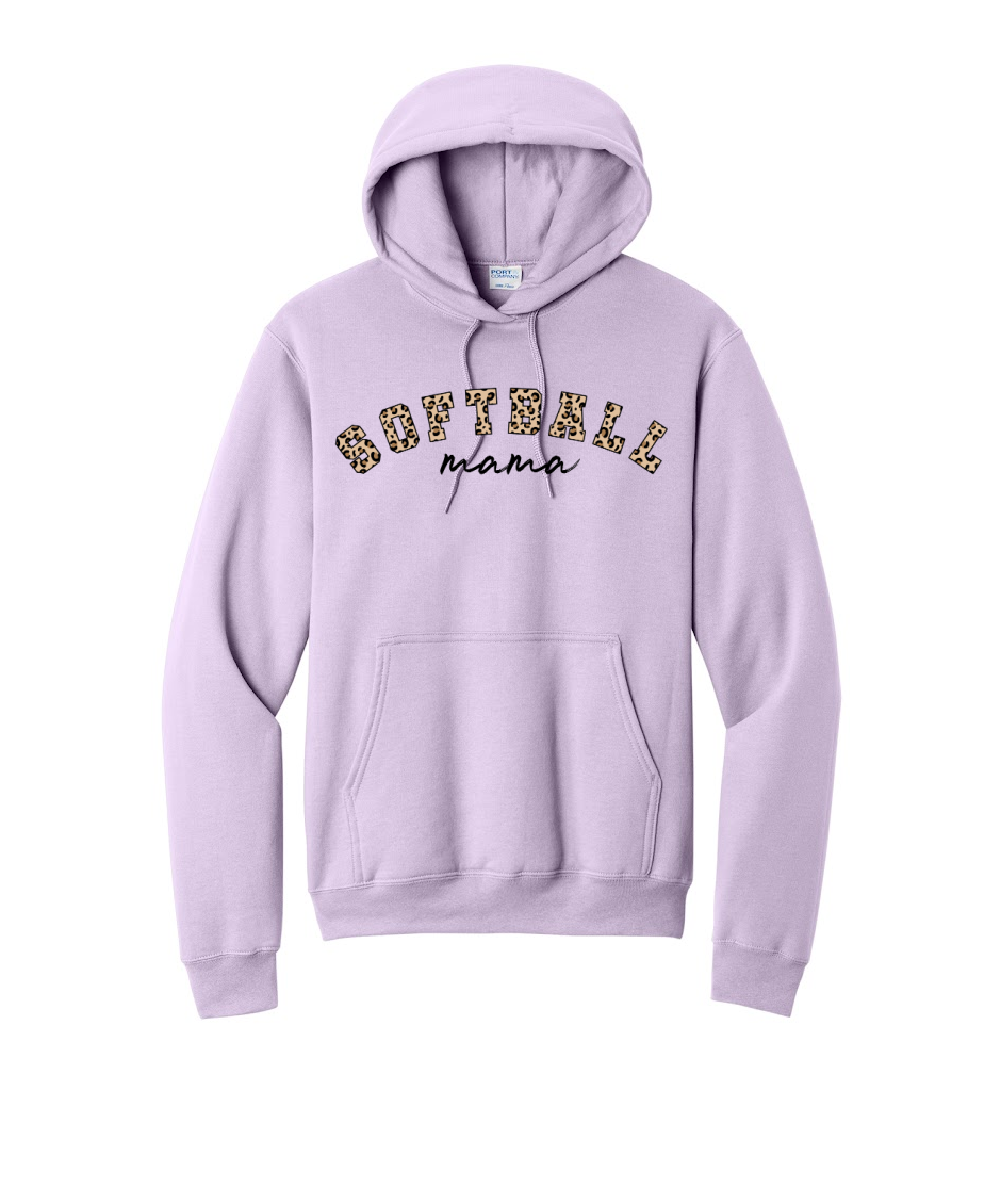 SOFTBALL LEOPARD - Port & Co™ Core Fleece Pullover HOODED Sweatshirt (Copy)