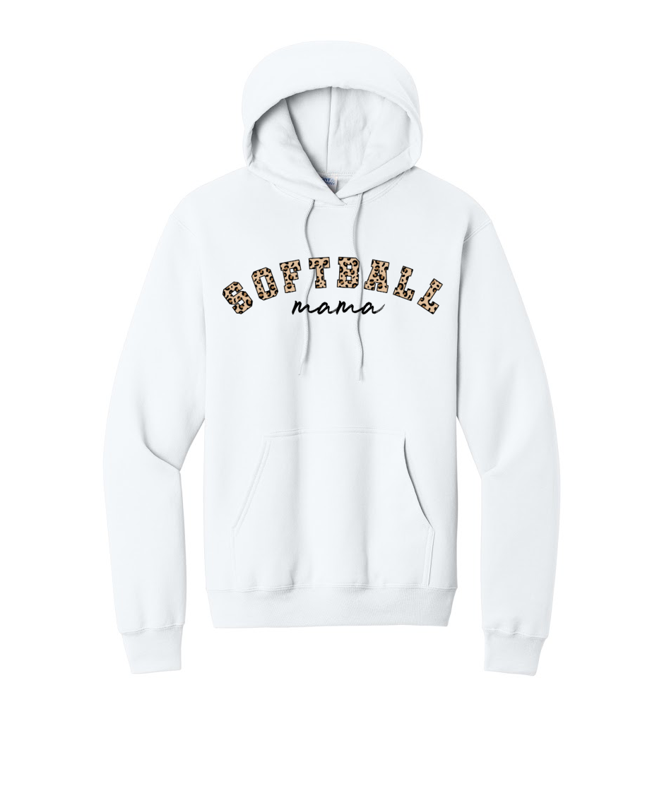 SOFTBALL LEOPARD - Port & Co™ Core Fleece Pullover HOODED Sweatshirt (Copy)