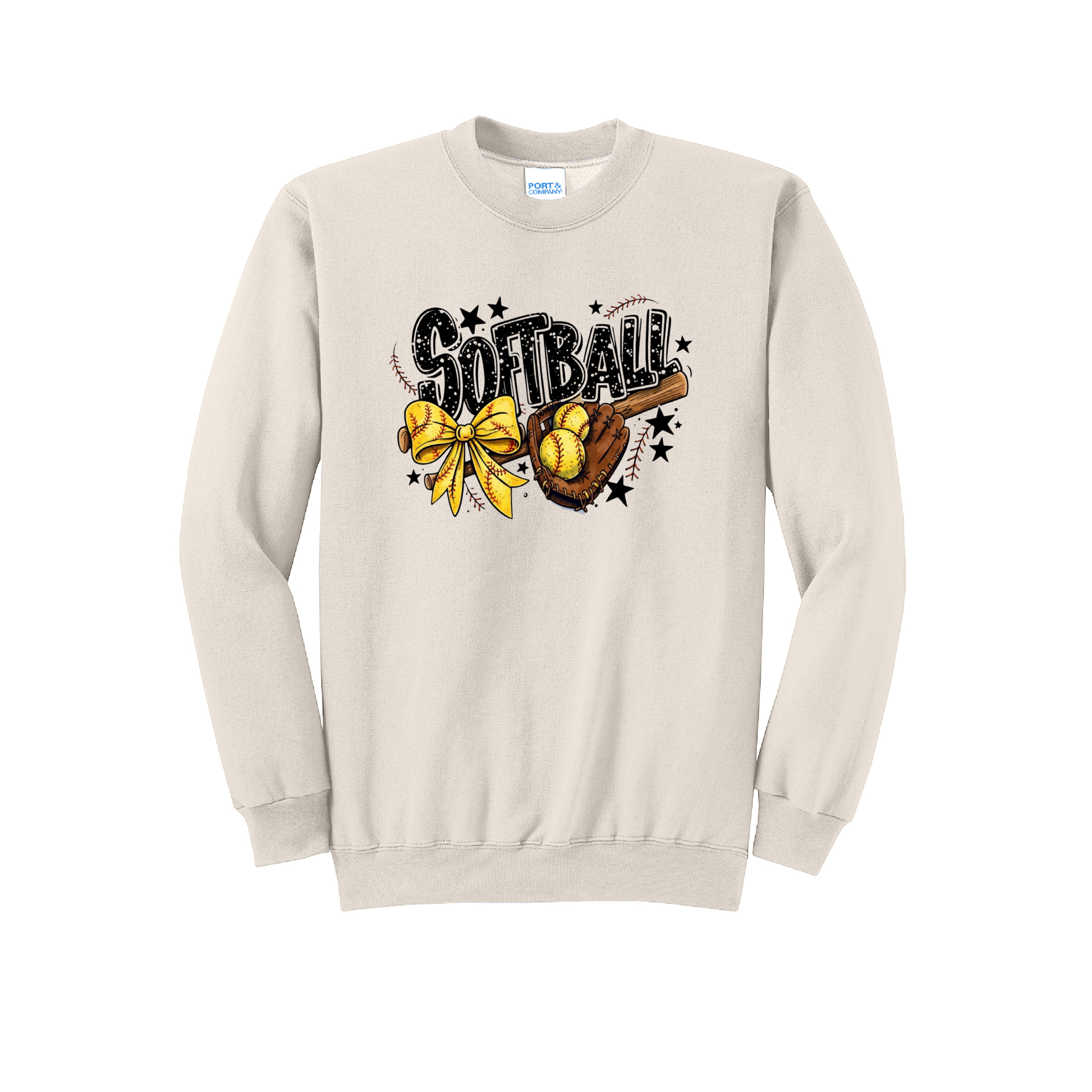 SOFTBALL RETRO - Port & Co™ Core Fleece Pullover CREW NECK Sweatshirt