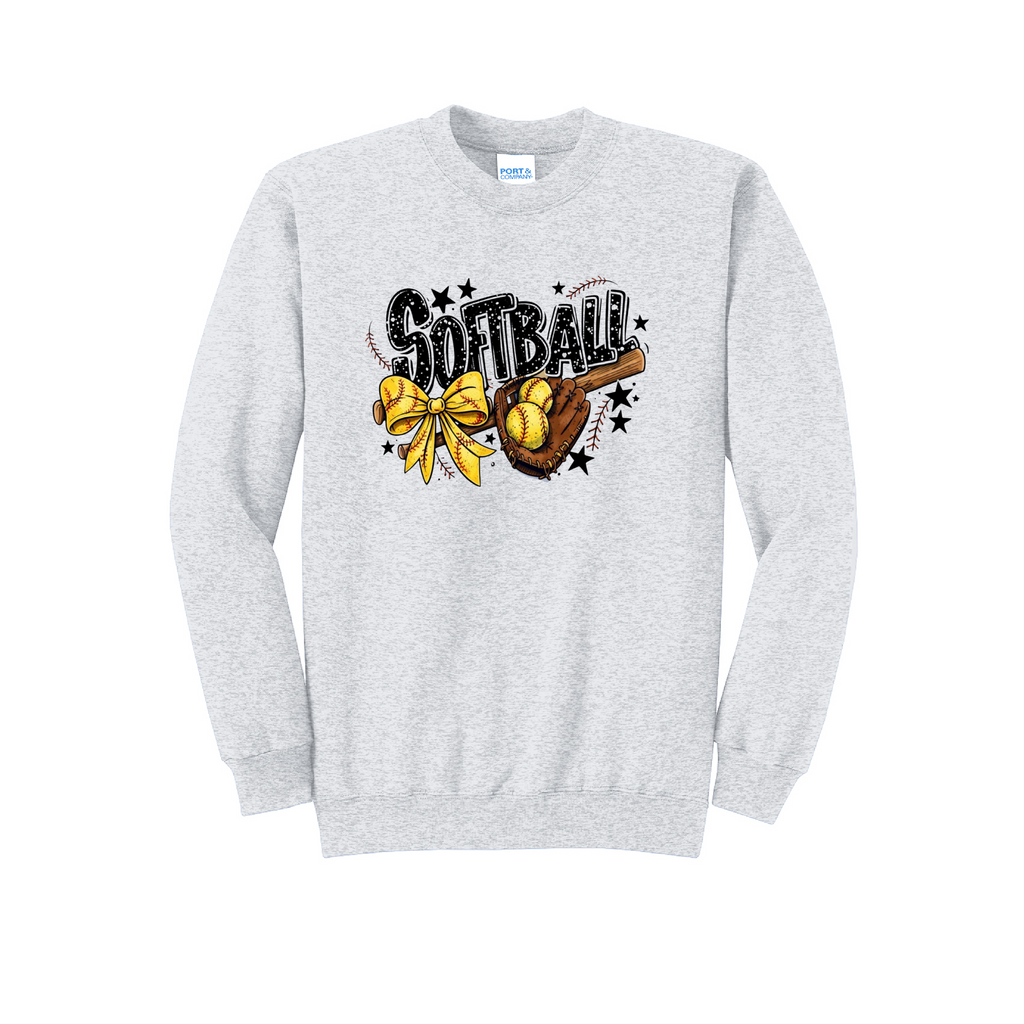 SOFTBALL RETRO - Port & Co™ Core Fleece Pullover CREW NECK Sweatshirt