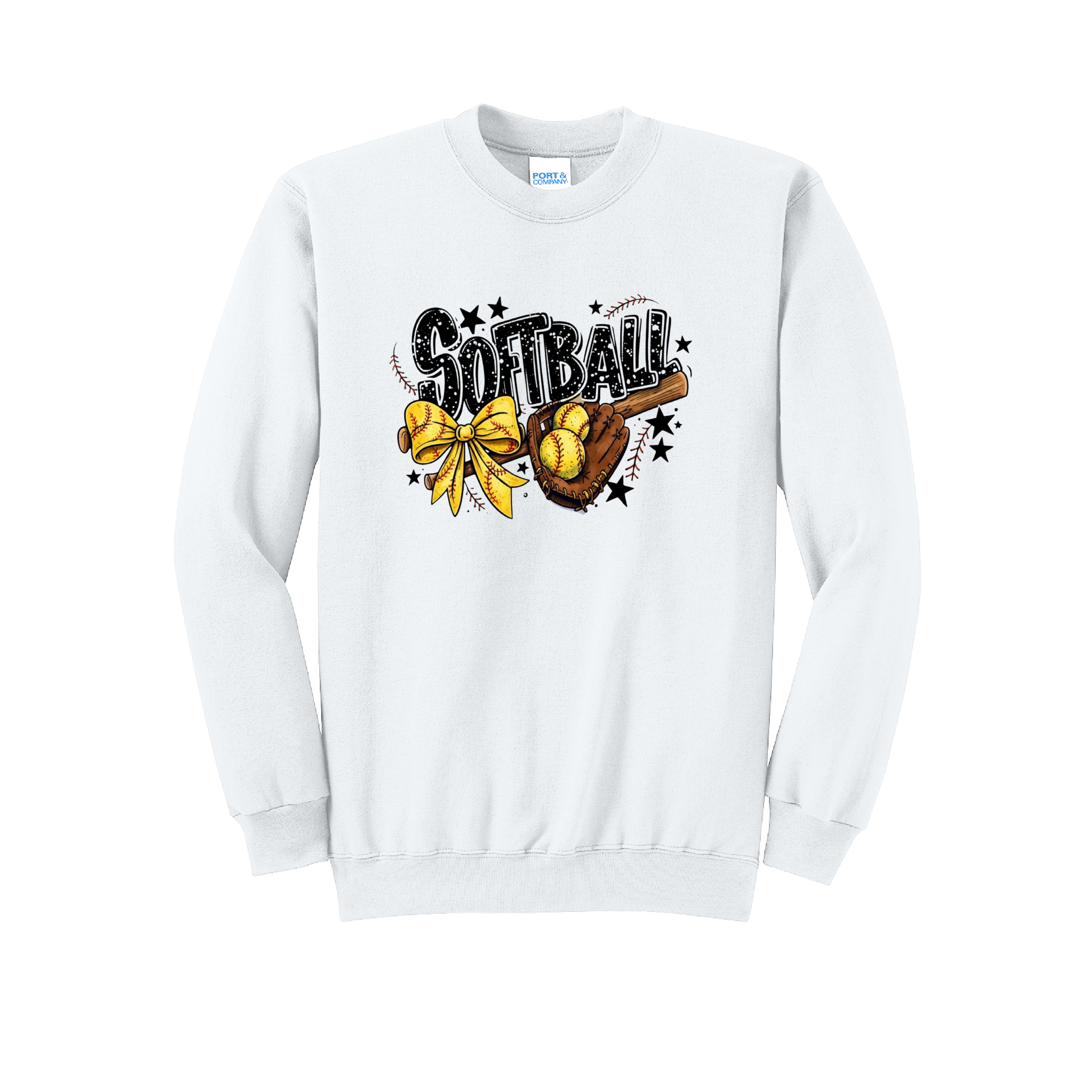 SOFTBALL RETRO - Port & Co™ Core Fleece Pullover CREW NECK Sweatshirt