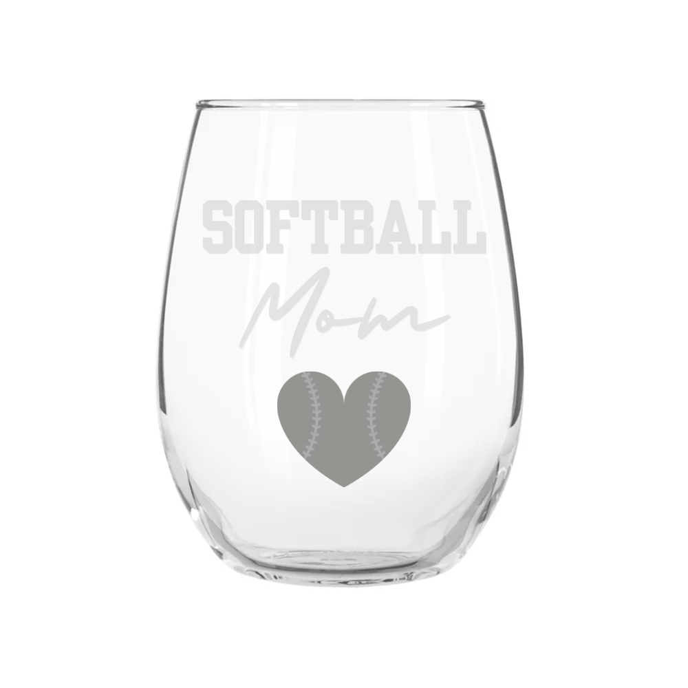 Mother's Day Wine Glasses- Softball Mom