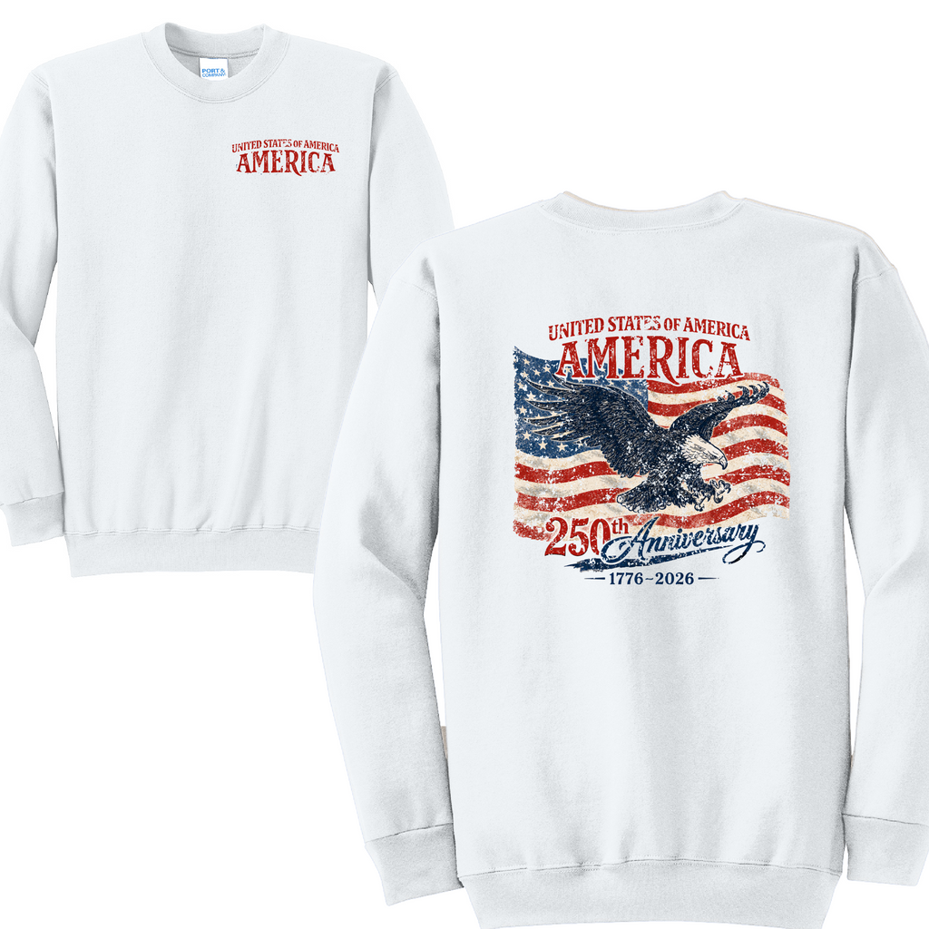 AMERICA 250- Port & Co™ Core Fleece Pullover CREW Sweatshirt (Copy)