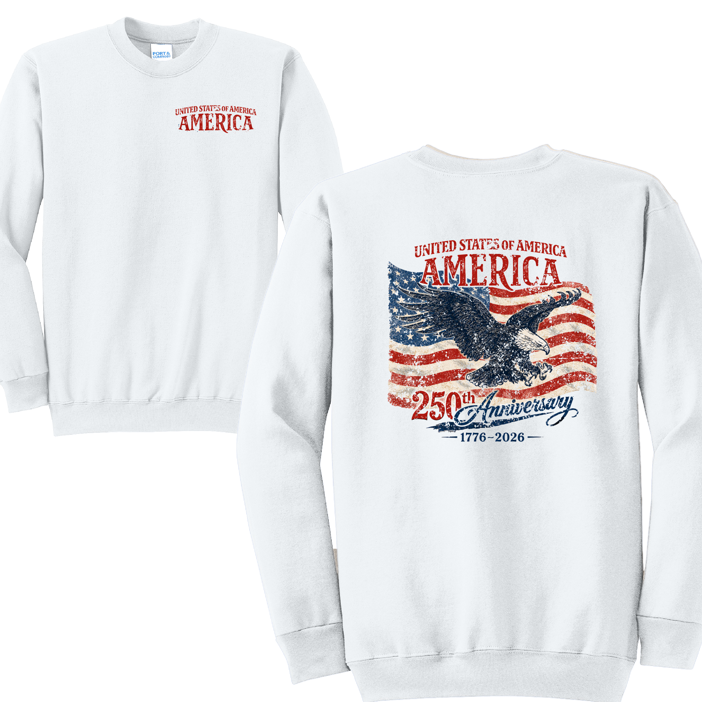 AMERICA 250- Port & Co™ Core Fleece Pullover CREW Sweatshirt (Copy)