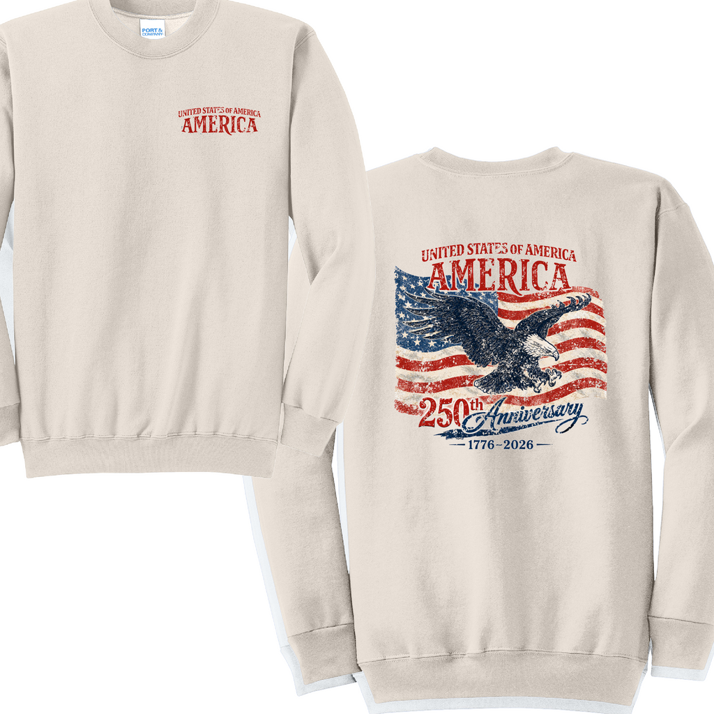 AMERICA 250- Port & Co™ Core Fleece Pullover CREW Sweatshirt (Copy)