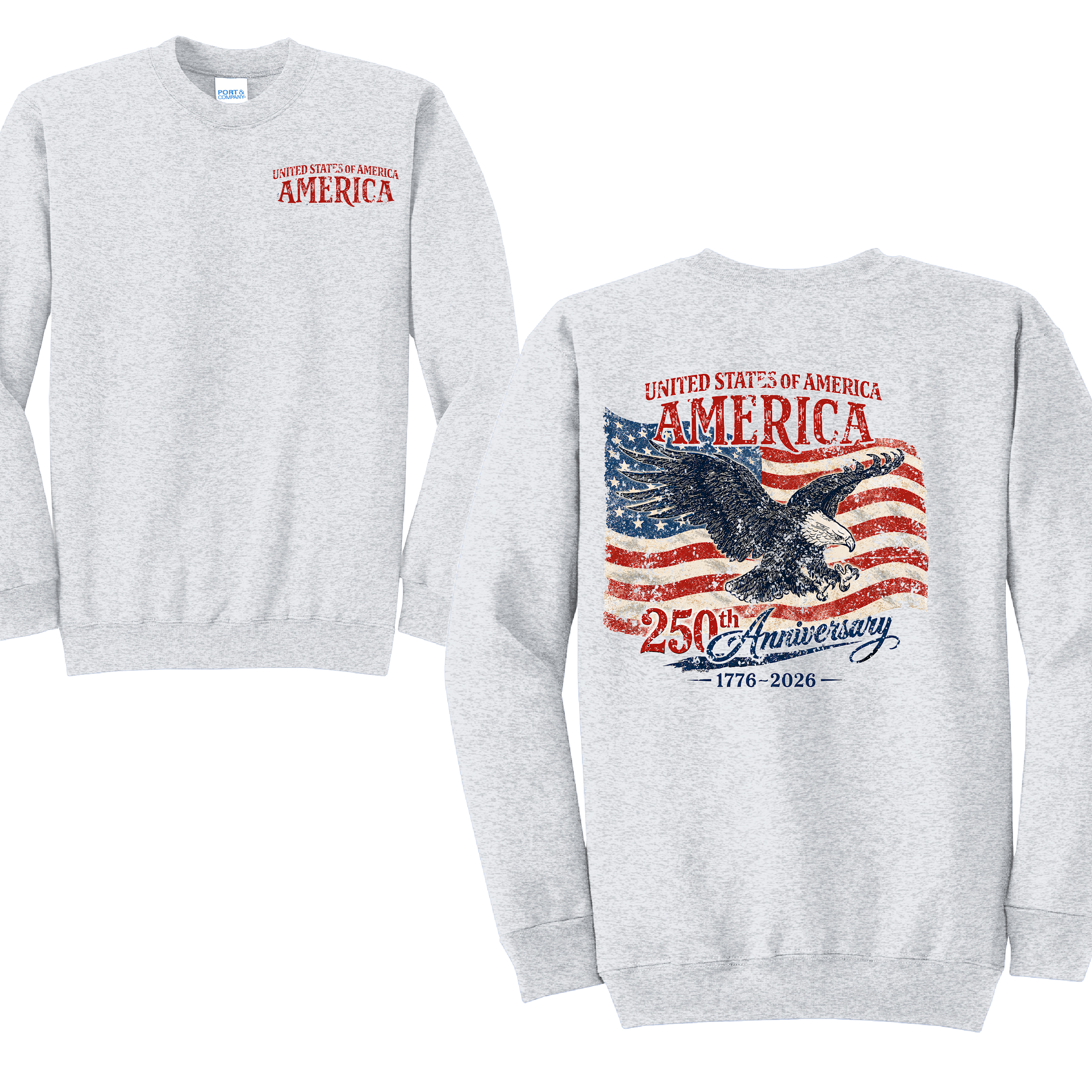 AMERICA 250- Port & Co™ Core Fleece Pullover CREW Sweatshirt (Copy)