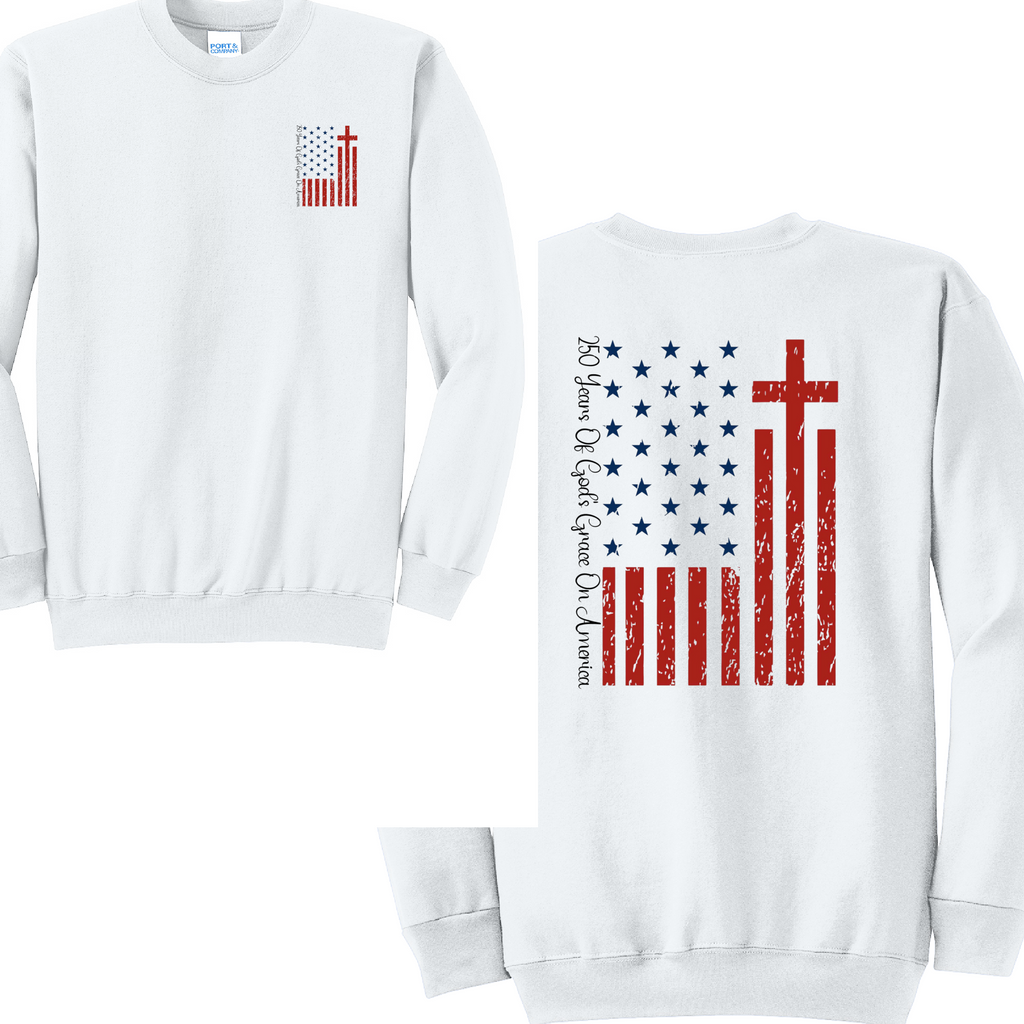 CROSS FLAG- Port & Co™ Core Fleece Pullover CREW Sweatshirt
