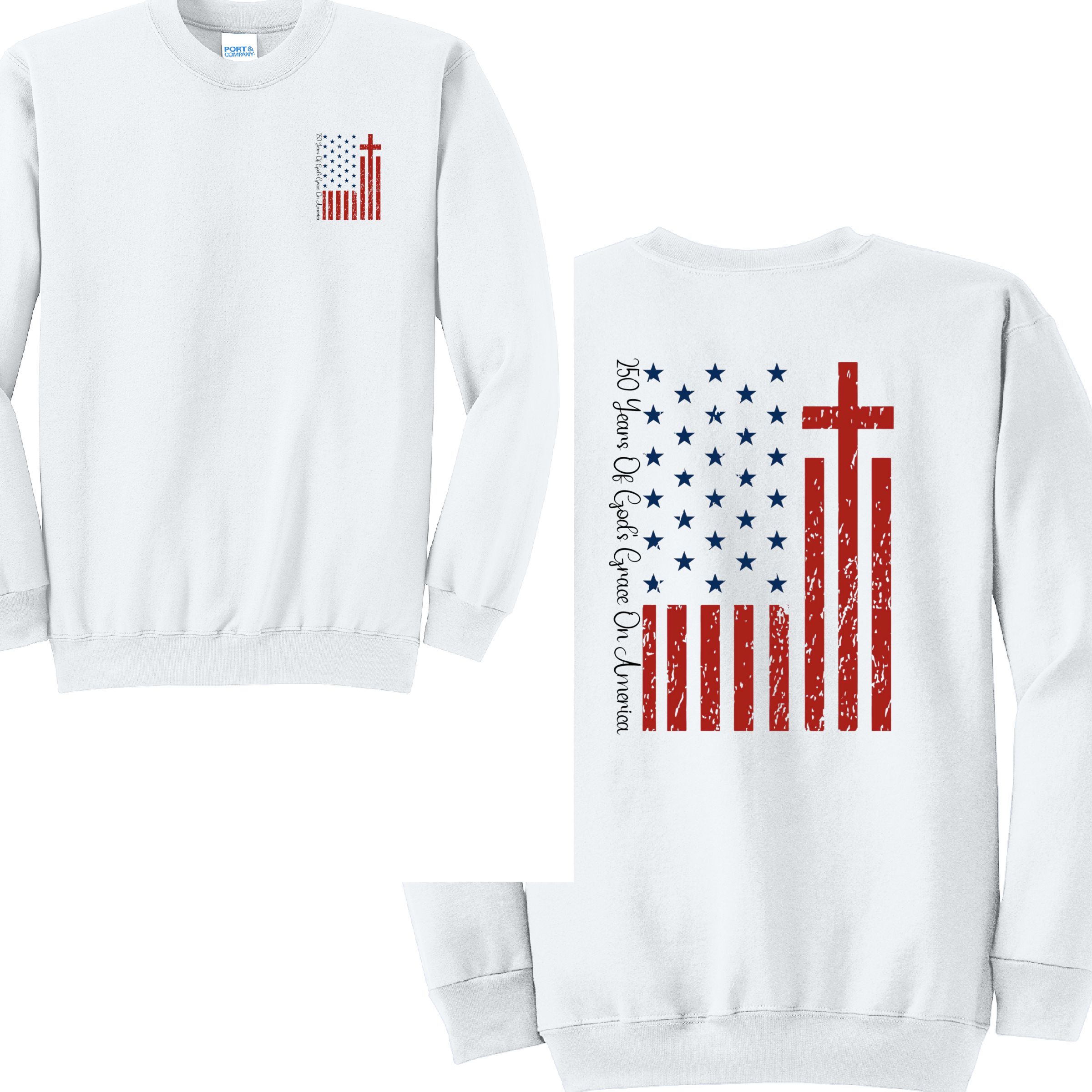 CROSS FLAG- Port & Co™ Core Fleece Pullover CREW Sweatshirt