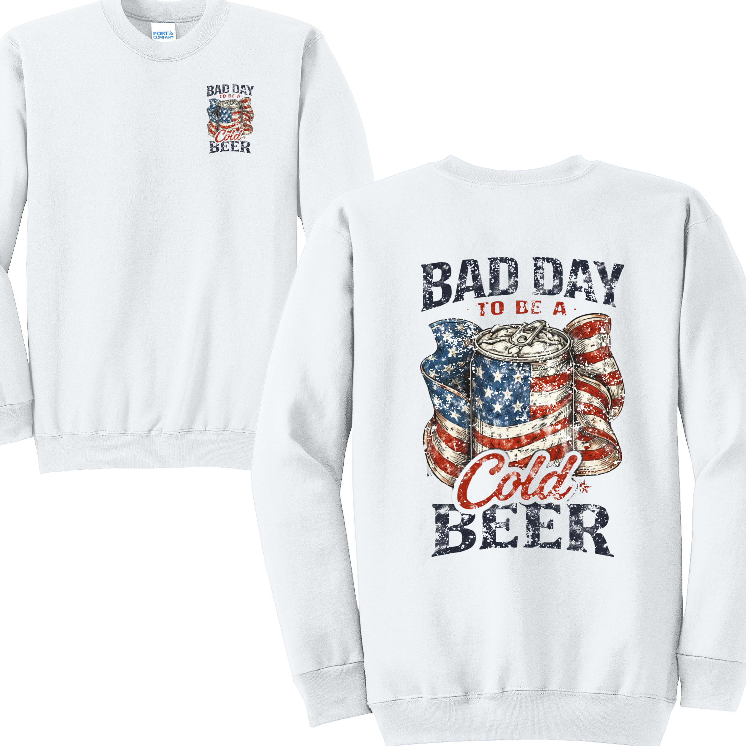 BAD DAY BEER - Port & Co™ Core Fleece Pullover CREW Sweatshirt