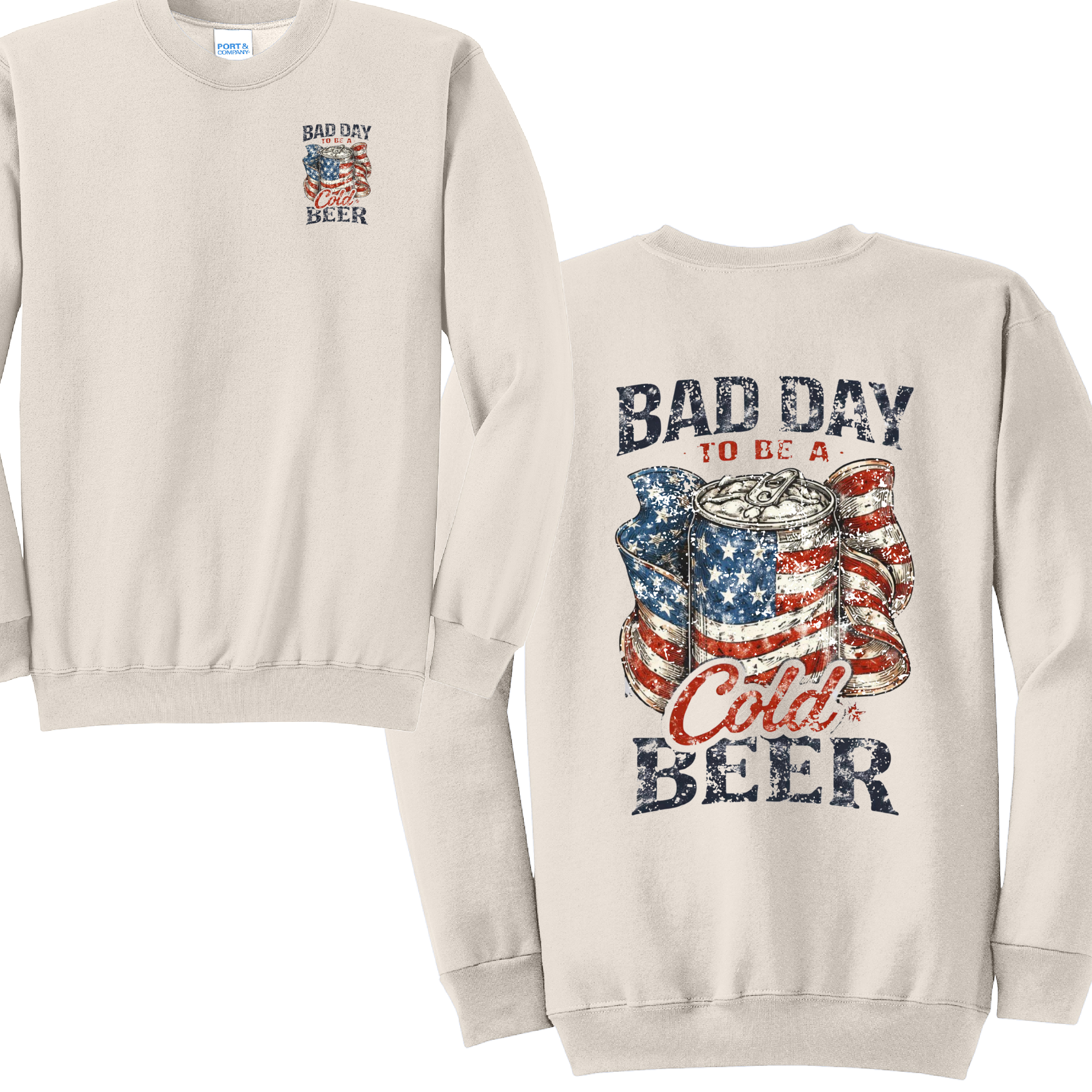 BAD DAY BEER - Port & Co™ Core Fleece Pullover CREW Sweatshirt