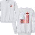 CROSS FLAG- Port & Co™ Core Fleece Pullover CREW Sweatshirt
