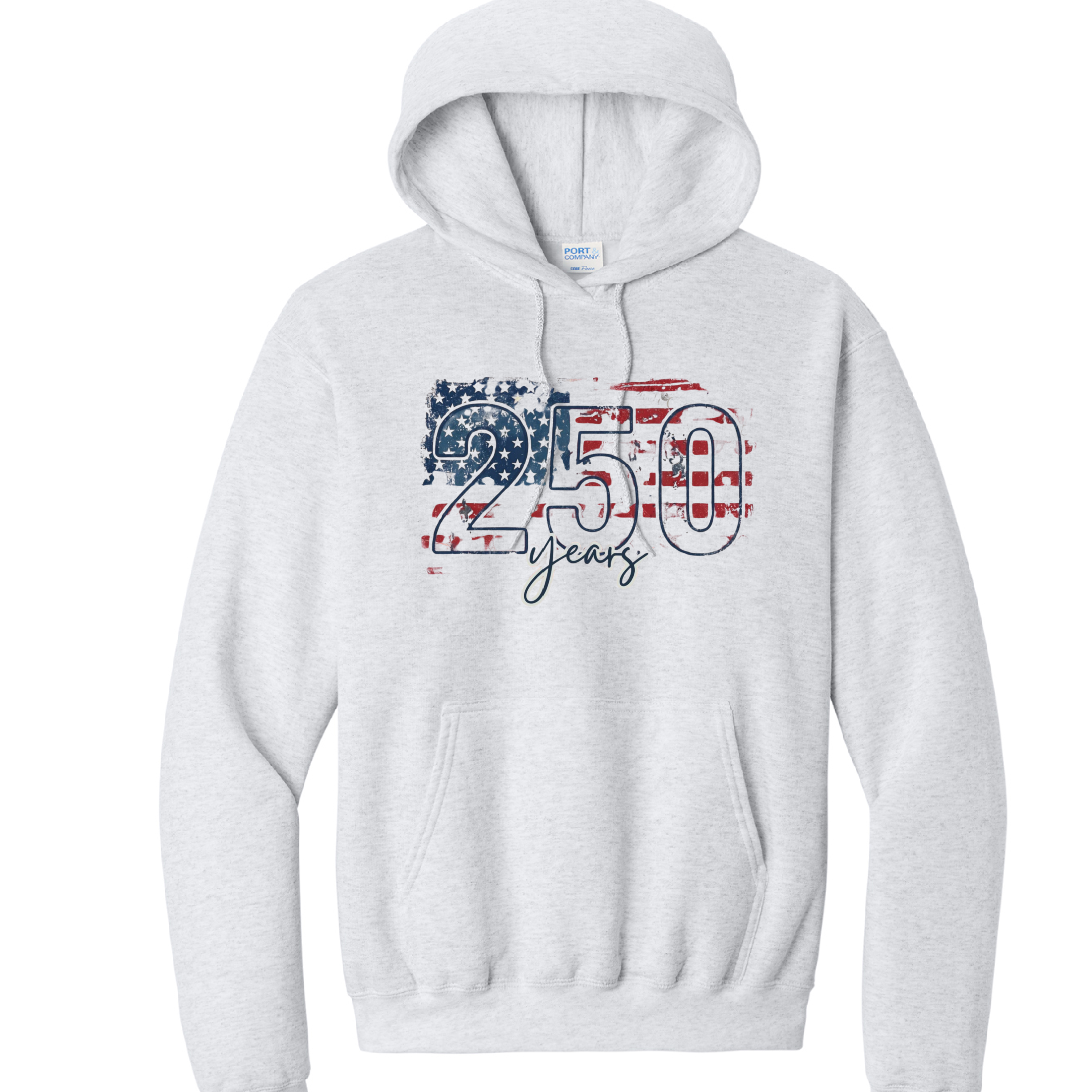 250 DISTRESSED- Port & Co™ Core Fleece Pullover HOODED Sweatshirt