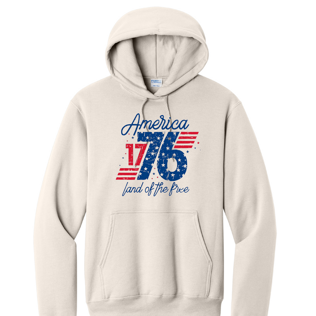 AMERICA 1776- Port & Co™ Core Fleece Pullover HOODED Sweatshirt