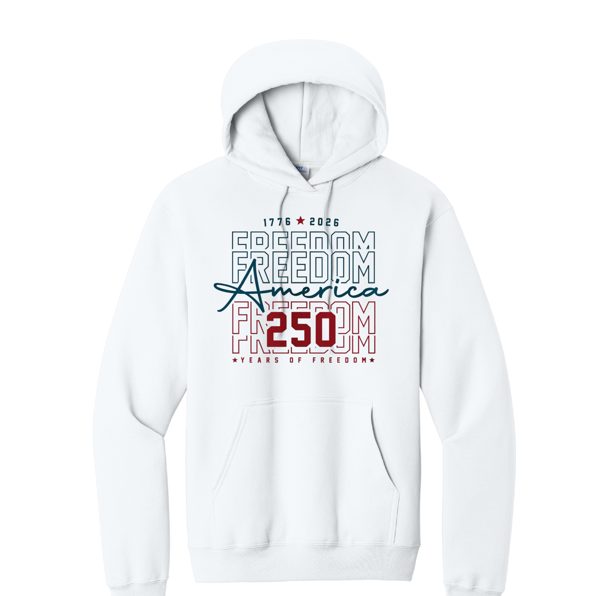 FREEDOM STACKED- Port & Co™ Core Fleece Pullover HOODED Sweatshirt