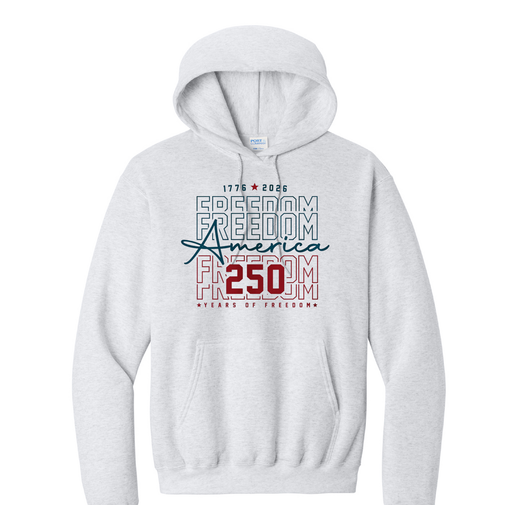 FREEDOM STACKED- Port & Co™ Core Fleece Pullover HOODED Sweatshirt