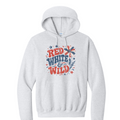 RED WHITE AND WILD- Port & Co™ Core Fleece Pullover HOODED Sweatshirt
