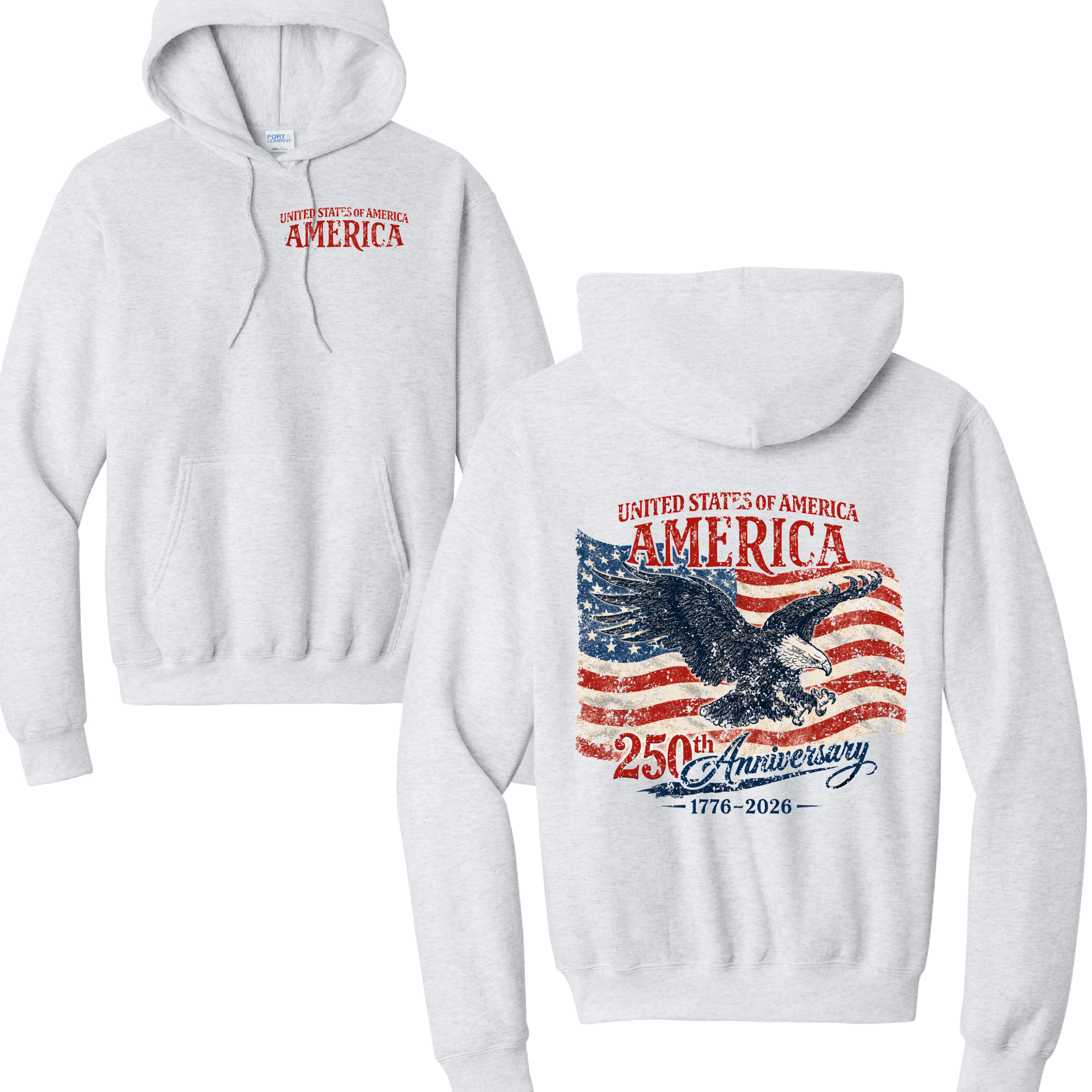 AMERICA 250- Port & Co™ Core Fleece Pullover HOODED Sweatshirt