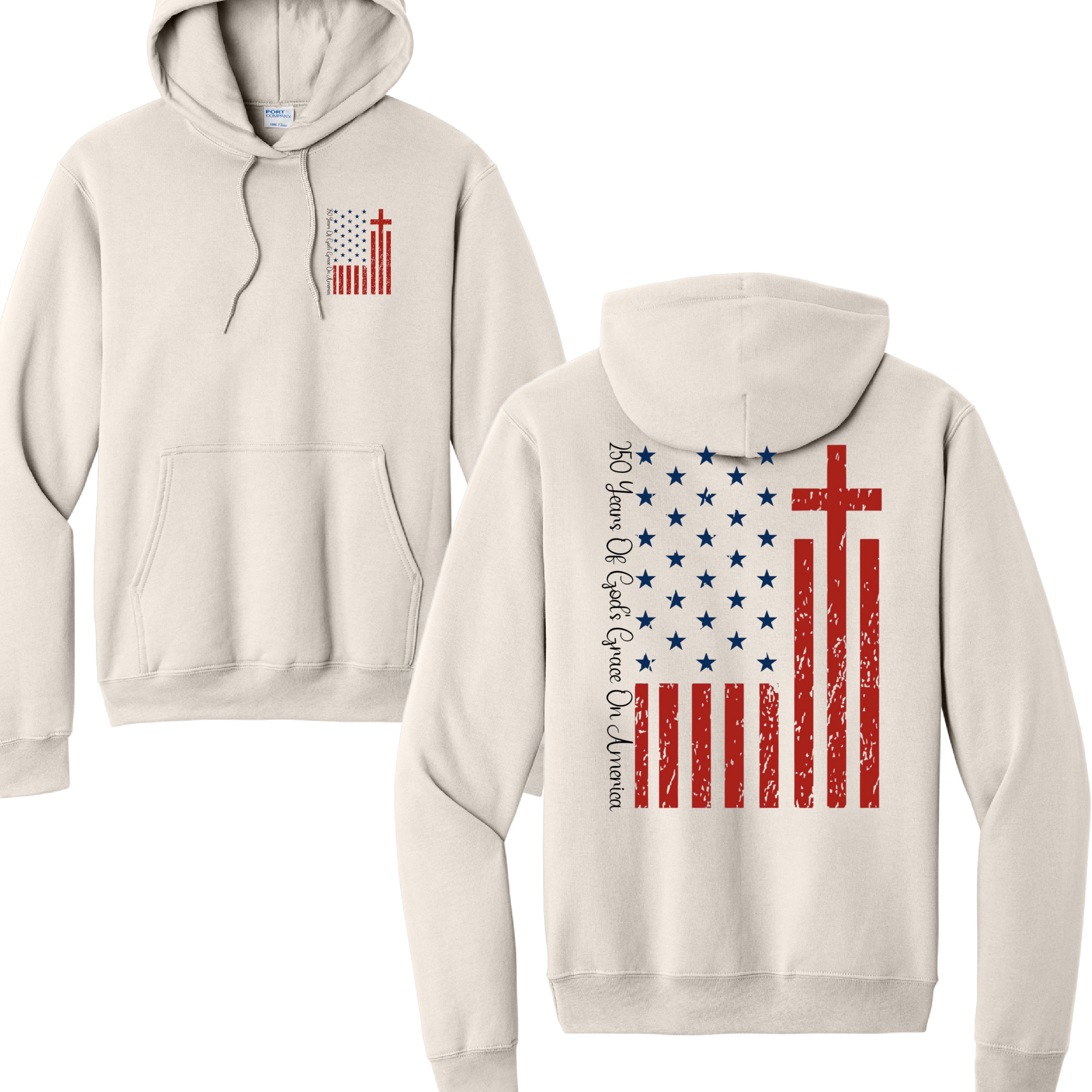 Cross Flag - Port & Co™ Core Fleece Pullover HOODED Sweatshirt