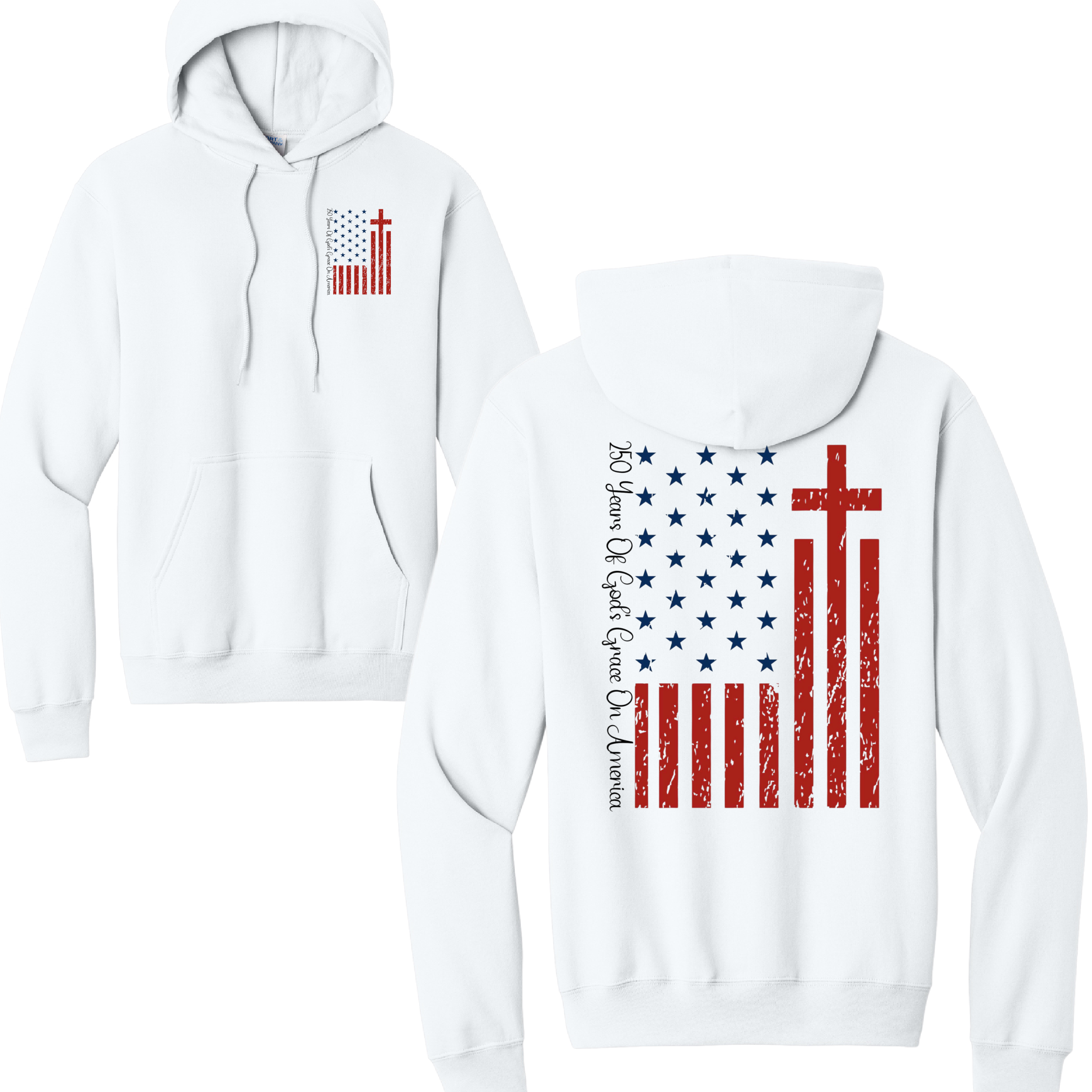 Cross Flag - Port & Co™ Core Fleece Pullover HOODED Sweatshirt