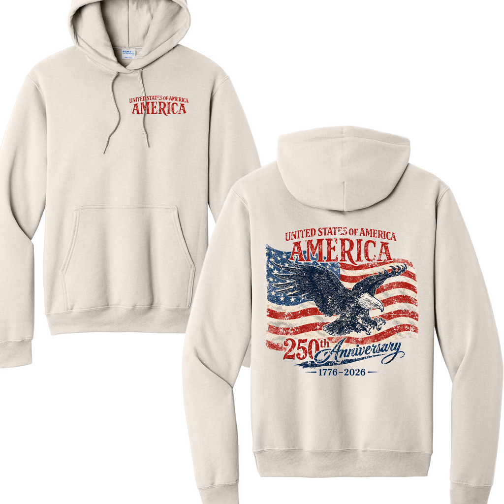 AMERICA 250- Port & Co™ Core Fleece Pullover HOODED Sweatshirt