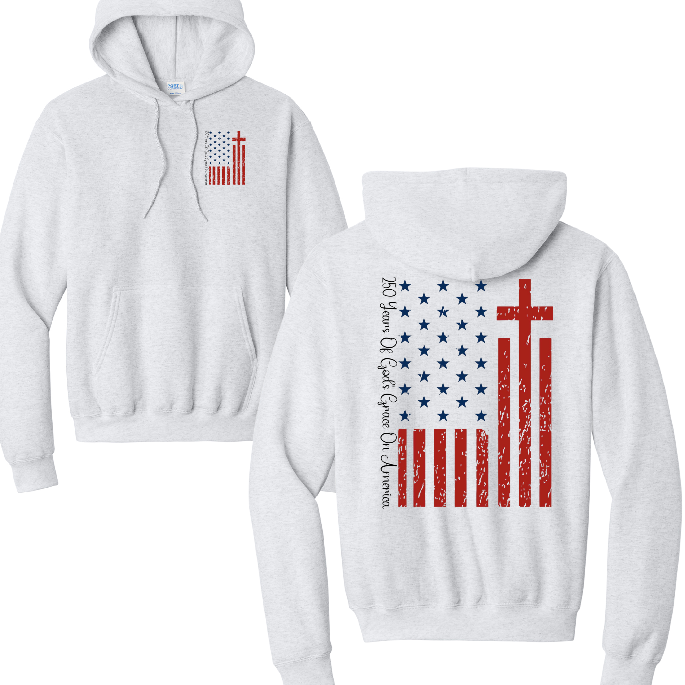 Cross Flag - Port & Co™ Core Fleece Pullover HOODED Sweatshirt