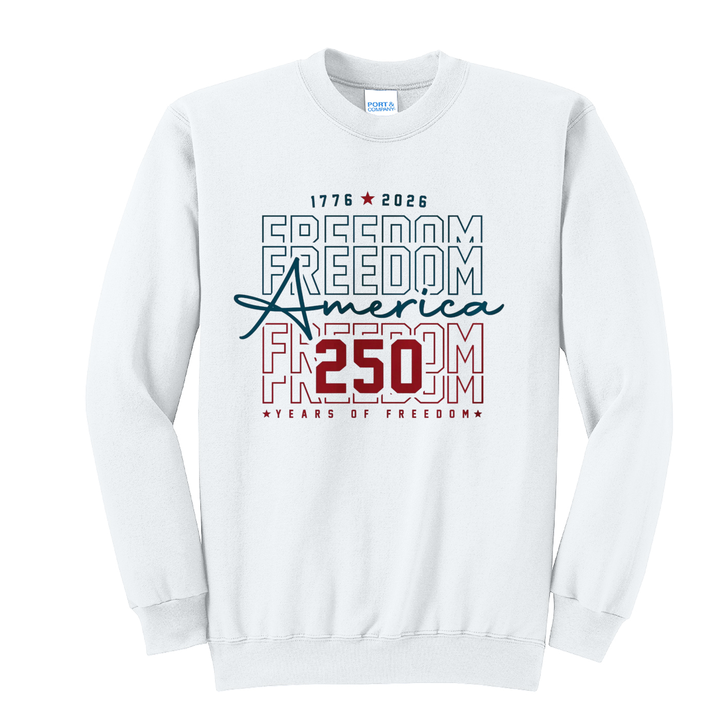 FREEDOM STACKED- Port & Co™ Core Fleece Pullover CREW Sweatshirt (Copy)